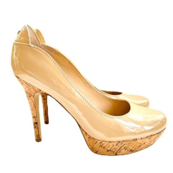 Womens Guess WG Sophy Cork Bottom Patent Leather Pumps Heels - Sz 10 - Picture 1 of 5